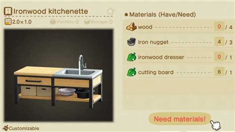 Ironwood kitchenette - The ironwood dresser is a customizable houseware furniture item in Animal Crossing: New Horizons. It is part of the Ironwood Series . As a wardrobe, this item …